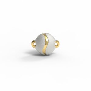 Magnet Kugel Applikation „Wave“ Silber 999 3my vergoldet