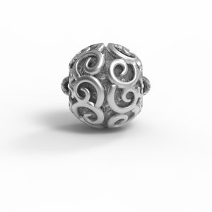 Magnet Kugel Applikation „Teardrop“ Silber 925 Antik gebürstet